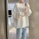 Oubaixi soft and waxy sweater women's autumn and winter thickened coat 2026 new style lazy style loose inner top sweater for small people, cream yellow, one size fits all, recommended 80-130 Jin Jin equals 0.5 kg