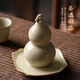 High-end Douhuang Ru Kiln small gourd tea pet ornaments can be opened into pieces to create personalized tea toys, ceramic creative tea toys, gifts, gift boxes, Ru Kiln small gourds