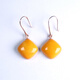 Xinxiangdu simple and versatile natural genuine amber old beeswax ear hook earrings S925 silver chicken oil yellow square temperament