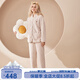PICTURE French imported coral velvet pajamas for women winter couple antibacterial plus velvet thickened warm can be worn outside home clothes set off-white women's model W238B M (recommended 90-110Jin Jin equals 0.5 kg)