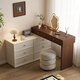 Mugongjiang Shuying solid wood dressing table bedroom simple 2025 new modern storage cabinet bedside retractable dressing table dressing table + six drawer cabinet + acrylic stool + cloud mirror