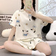 欧妙妤睡衣女士夏季新款短袖短裤休闲韩版网红风夏天家居服套装可外穿 1048#紫兔 M