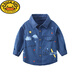 G.duck Boys Denim Shirt Pure Cotton 2026 Spring Children's Lapel Shirt Western Style Korean Baby Jacket Spring and Autumn Clothes Dark Denim Color 100 Suitable for Height 90-100cm Age 3-4 Years Old