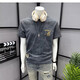 Summer new pure cotton men's casual versatile short-sleeved T-shirt American trendy brand printed light luxury slim top WZY Gray 2XL