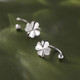 Nianfu 999 sterling silver four-leaf clover earrings 2025 new hot style sleep-free ear bone earrings Mid-Autumn Festival gift for girls screw buckle four-leaf clover 999 pure silver
