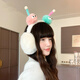 
BIBK Japanese cute and funny plush earmuffs for women in winter, warm and windproof earmuffs, earbags, earmuffs, student riding earmuffs [Funny Earmuffs] White