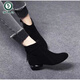 Boots de cuero genuino de carpintero Boots de cuero suave tacón grueso 2025 Nuevas botas desnudas zapatos de gran tamaño para mujeres grandes tacón redondo de tacón bajo y botas mate de otoño primavera negra y otoño 36
