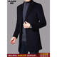 Lilang men's winter medium-length thickened coat new wool woolen coat young and middle-aged men's casual windbreaker black thickened M (170) (recommended 110-130Jin Jin equals 0.5 kg)