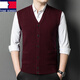 TOME BORNEK high-end 100 pure wool vest men's middle-aged and elderly dad wear sleeveless vest v-neck plush sweater vest cardigan gray XL 175-140-155Jin Jin equals 0.5 kg