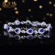 HEEKAIYI Sapphire Bracelet Sri Lanka Royal Blue Bracelet 18K Gold Diamond 520 Valentine's Day Birthday Gift for Wife Selected 4.18 carat/AIGS/Royal Blue