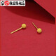 Zhouke Lao Phoenix Pure Gold 999 Pure Silver Earrings Gold Beads 3D Hard Gold Silver-coated Glossy Round Beads Earrings Curved Hook Qixi Gold-coated Silver Glossy Small Ear Hooks Same Style 2.2g Collect Free Certificate + Receipt + Gift Box