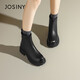 Zhuoshini boots thick heel versatile classic British style round toe short boots slimming women's fashion boots black 38