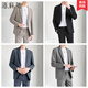 Lokochi casual suit men's suit spring coat style Korean style handsome light mature small suit top three-piece set two-piece set black + pants 3XL