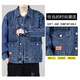 Denim jacket men's loose wear-resistant and dirty-resistant labor protection construction site work clothes velvet thickened outer work jacket blue 8913 velvet thickened M 80-100Jin Jin equals 0.5 kg