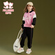 Fuluo Mi Girls Suit Winter Loose Casual Sports Children's Clothes Children's Velvet Sweatshirt and Trousers Two-piece Set Pink/Black 160