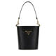 PRADA CO Luxury Women's Black Leather Bucket Bag BLACK One Size