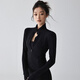 Yoga clothing jacket for women, slim-fitting, quick-drying, stand-up collar, autumn running sports top, Pilates training fitness clothing, long-sleeved black trousers suit (10 yuan off) S