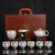 Jiaomingtang 999 sterling silver Kung Fu tea set gift set for leaders and elders to retire, housewarming and retirement practical festival Baifu silver set 10 pieces
