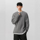 Xianshengyi Gray Thick Thread Henry Collar Sweater Men's Autumn and Winter New Lazy Twist Knitted Sweater American Men's Bottoming Gray M