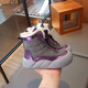 Girls' Cotton Boots 2025 Winter New Children's Anti-ski Boots Girls' Velvet Cotton Shoes Medium and Large Children's Waterproof Short Boots Purple Size 34 Inner Length 21.2cm