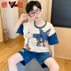 
Yalu boy pajamas children's summer thin cotton short-sleeved suit for medium and big boy 12-year-old boy's fashionable summer home clothes 693 cotton S Recommended 140-150 cm Weight 65-80 Jin [Jin equals 0.5 kg]