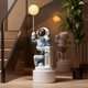 BHM Astronaut Large Ornament Floor-standing Audio Living Room Ornament TV Cabinet Sofa Decoration Housewarming Gift Blue Astronaut Total Height 127cm + Bluetooth Speaker + 16 Color Lights + Piggy Bank