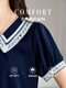 NOSSKISS luxury high-end brand French casual short-sleeved dress for women 2025 summer new style thin and small skirt blue M 90-105Jin Jin is equal to 0.5 kg