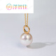 Zezhijia Literary Young Woman Gold Freshwater Pearl Pendant Single White Round Pearl Golden 10-11mm -11mm