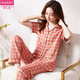 Modal summer pure cotton pajamas women's short-sleeved trousers thin new style plaid pure cotton summer mother home clothes FTX-9922 M - Recommended 80-95Jin [Jin equals 0.5 kg]
