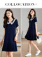 NOSSKISS luxury high-end brand French casual short-sleeved dress for women 2025 summer new style thin and small skirt blue M 90-105Jin Jin is equal to 0.5 kg