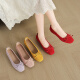 
ZHR single shoes for women spring and summer ballet style soft flat beans women's shoes temperament bow egg roll butter shoes AH679 red 37