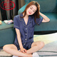 Langsha High-End Ice Seide Pyjamas Frauen kurzärmelige Kurzfilme zweiteiler Anzug Sommerdünn-Strickjacke Real Home Clothing 3899 Hellgrau M (85-100jin [Jin gleich 0,5 kg])