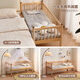 Quanyou Home solid wood crib adjustable multi-purpose 0.6m bedroom home log style splicing bed KS
