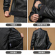 Ji Yan Autumn Men's 2025 New Leather Jacket Stand Collar Cotton Thickened Warm American Retro Motorcycle Leather Jacket Men Black M (Suitable for 100-115 Jin Jin equals 0.5 kg)