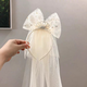 SNQP children's crown princess white veil mesh headband girl baby birthday hat photo bow hair accessories wedding dress beige pearl crown headband 1 piece