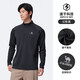 Camel (CAMEL) long-sleeved quick-drying T-shirt men's running fitness stand-up collar sports top J15CA9L3003 Phantom Black XL