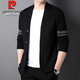Pierre Cardin high-end knitted cardigan for men spring and autumn 2025 new trend wool outer sweater men's casual jacket for men black 2XL 180
