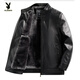 Playboy (PLAYBOY) Dad Winter Genuine Leather Jacket Men's 2025 Velvet Thickened Middle-aged and Elderly New Warm Leather Jacket Men Black 3XL