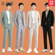 Lokochi casual suit suit for men in autumn and winter, loose formal feel, Korean style wedding dress, trendy suit jacket, 601 apricot suit + trousers + T-shirt 2XL 155Jin Jin equals 0.5kg for inner wear