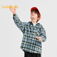 Balabala shopping mall same style boys' shirt children's long-sleeved autumn velvet cotton plaid jacket blue tone 00388 160