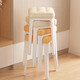 Stool Nordic light luxury dining stool household thickened soft bag square stool stackable portable spare stool dressing table makeup stool off-white stool surface-white legs