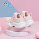 XTEP children's shoes for girls and boys, versatile stitching knob buckle casual shoes, water pink/microwave blue 31