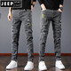 JEEP SPIRIT2025 New Jeans Men's Slim Foot Summer Tight Men's Pants Summer Thin Straight Pants Men's Pants ssnz-6636 Gray Spring and Autumn Style Without Velvet 31