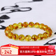 Famous family natural flower amber bracelet for men and women, single circle round bead red leaf explosion amber bracelet birthday gift for girlfriend 9mm