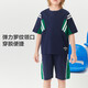 Maqidun Children's Summer Short Sleeve Contrast Color Splicing Sports Set Navy Blue 160