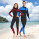 KLeYOU wetsuit for men and women split warm one-piece surfing suit swimsuit wetsuit waterproof mother 3mm thick sun protection diving equipment red black-3mm women's model front opening M