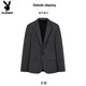 Playboy (PLAYBOY) woolen suit men's winter retro light mature style gray suit two-piece thick high-quality business jacket top black two-piece suit thick suit + trousers S 90-105Jin Jin equals 0.5 kg