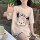 Mu fengqing sommer pyjamas Frauen Kurzärärmelte Shorts Anzug Cartoon Dünne Fett MM Plus Größe LOSS DER PAJAMAS OUTS 694 Kapibala + 693 Black Smiley Face M [Vorgeschlagene 80-98 Jin [Jin gleich 0,5 kg]]]