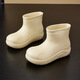 FUNOPPO Botas de lluvia de moda de suela gruesa para mujeres Tubo corto Botas suaves Botas de lluvia Botas de agua suave para mujeres Botas de agua ultra luz de agua