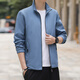 YOOOURTHING Jacket Jacket Men's 2025 Spring and Autumn New Casual Versatile Slim Solid Color Stand Collar Business Wear Winter Velvet Gray XL Recommendation 115-135Jin Jin equals 0.5 kg